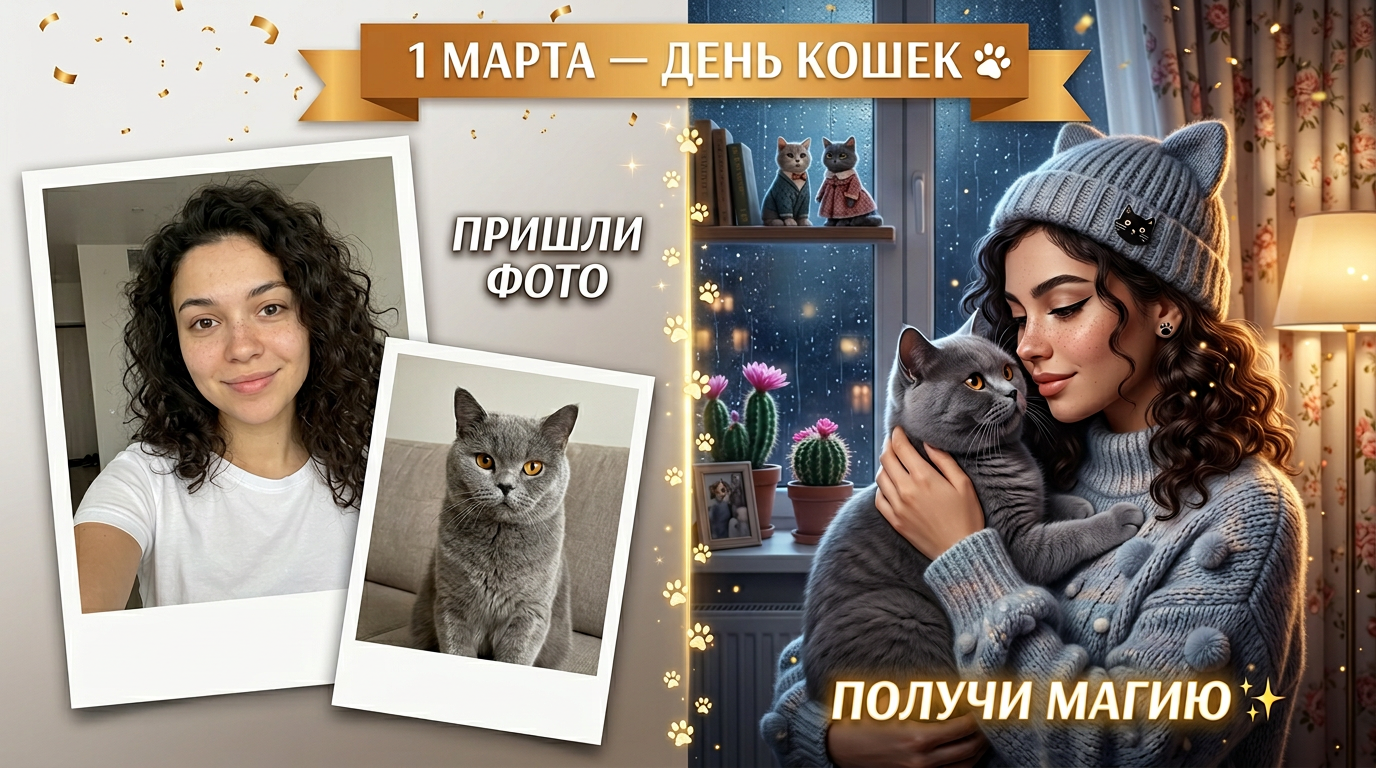 День кошек — уютный портрет